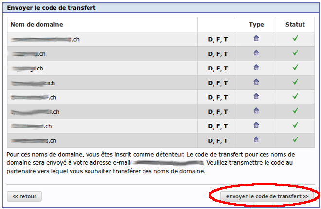Génération du code de transfert