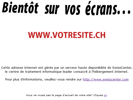 Page par défaut affichée à la place du site